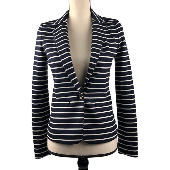 Michael Kors Navy Blue /White Stripped Blazer 2 - Picture 3 of 10